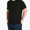 Black Crew Neck T-shirt Long| Black