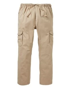Stone Elasticated Cargo Trousers| Stone