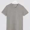 Grey Marl V-Neck T-shirt Long| Length - Long| Grey Marl