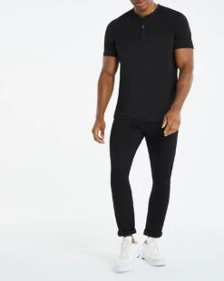 Grandad Neck T-shirt Regular| Black -Wear Lusty Sales Store t08gs762501w