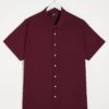 Wine Short Sleeve Formal Shirt Long| Wine