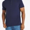 Grandad Neck T-shirt Long| Navy