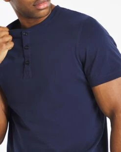 Grandad Neck T-shirt Long| Navy -Wear Lusty Sales Store u08gs763725w