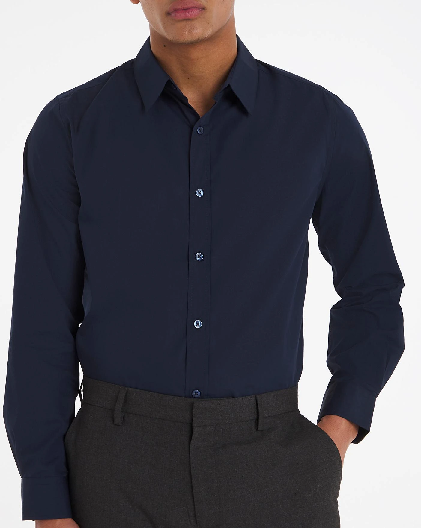 Navy Long Sleeve Formal Shirt Long| Navy 1 Navy Long Sleeve Formal Shirt Long| Navy