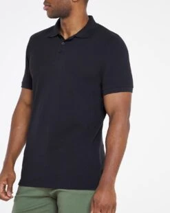 Black Pique Polo Reg| Black