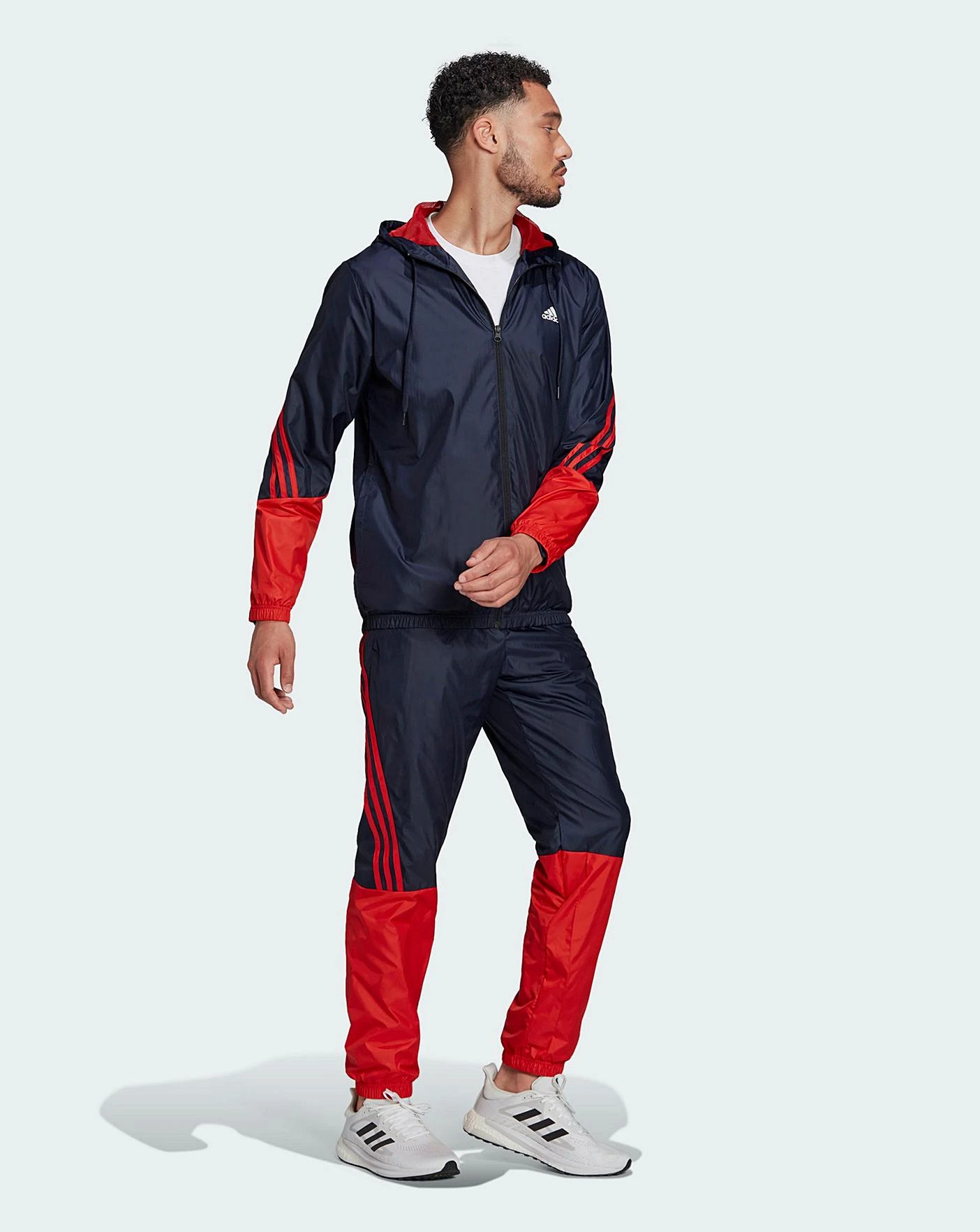 Adidas Woven Hooded 3 Stripe Tracksuit| Navy 2 Adidas Woven Hooded 3 Stripe Tracksuit| Navy - Image 2