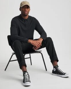 Long Sleeve Pique Polo Long| Black -Wear Lusty Sales Store v08cr887757w