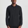 Long Sleeve Pique Polo Long| Black