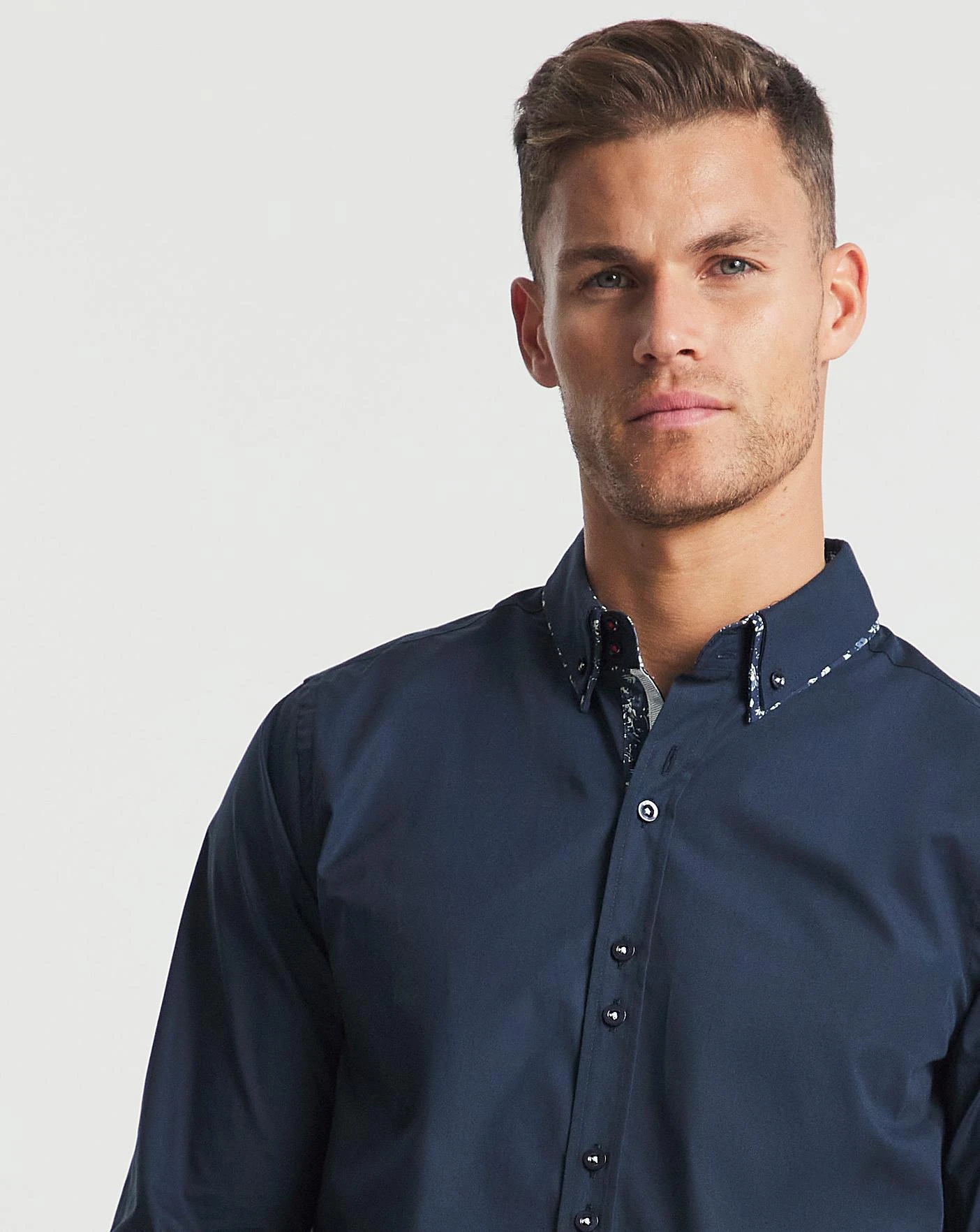 Joe Browns Navy Double Collar Shirt Long| Navy 3 Joe Browns Navy Double Collar Shirt Long| Navy - Image 3