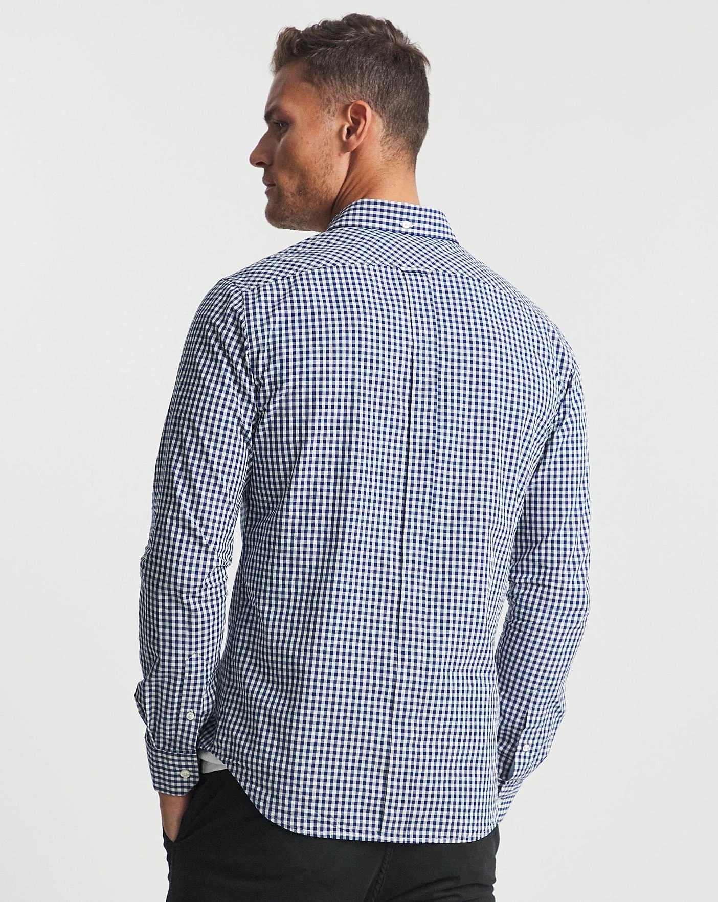 Ben Sherman Dark Blue Long Sleeve Signature Gingham Shirt| Dark Blue 5 Ben Sherman Dark Blue Long Sleeve Signature Gingham Shirt| Dark Blue - Image 5