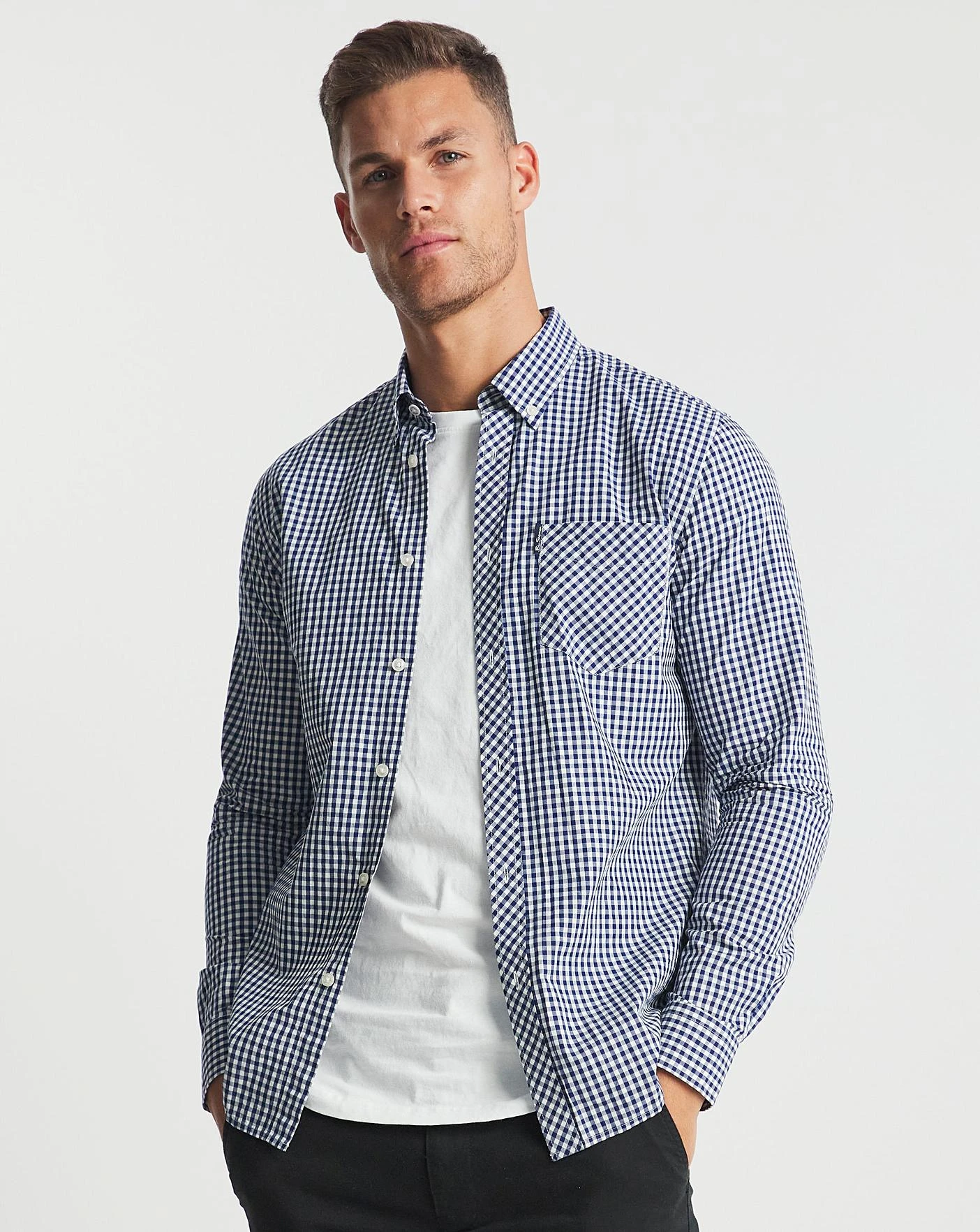 Ben Sherman Dark Blue Long Sleeve Signature Gingham Shirt| Dark Blue 1 Ben Sherman Dark Blue Long Sleeve Signature Gingham Shirt| Dark Blue