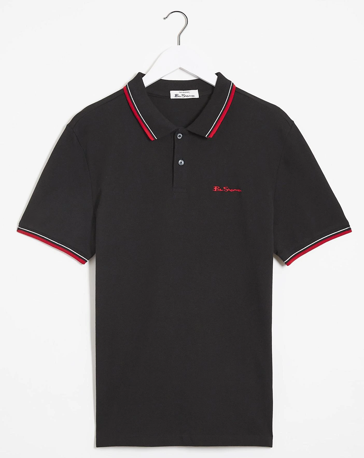 Ben Sherman Black Short Sleeve Signature Tipped Polo| Black 2 Ben Sherman Black Short Sleeve Signature Tipped Polo| Black - Image 2