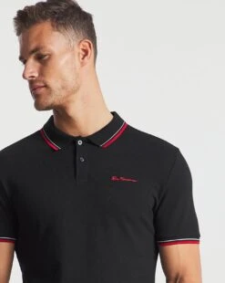 Ben Sherman Black Short Sleeve Signature Tipped Polo| Black 9 Ben Sherman Black Short Sleeve Signature Tipped Polo| Black -Wear Lusty Sales Store v08ev087735w