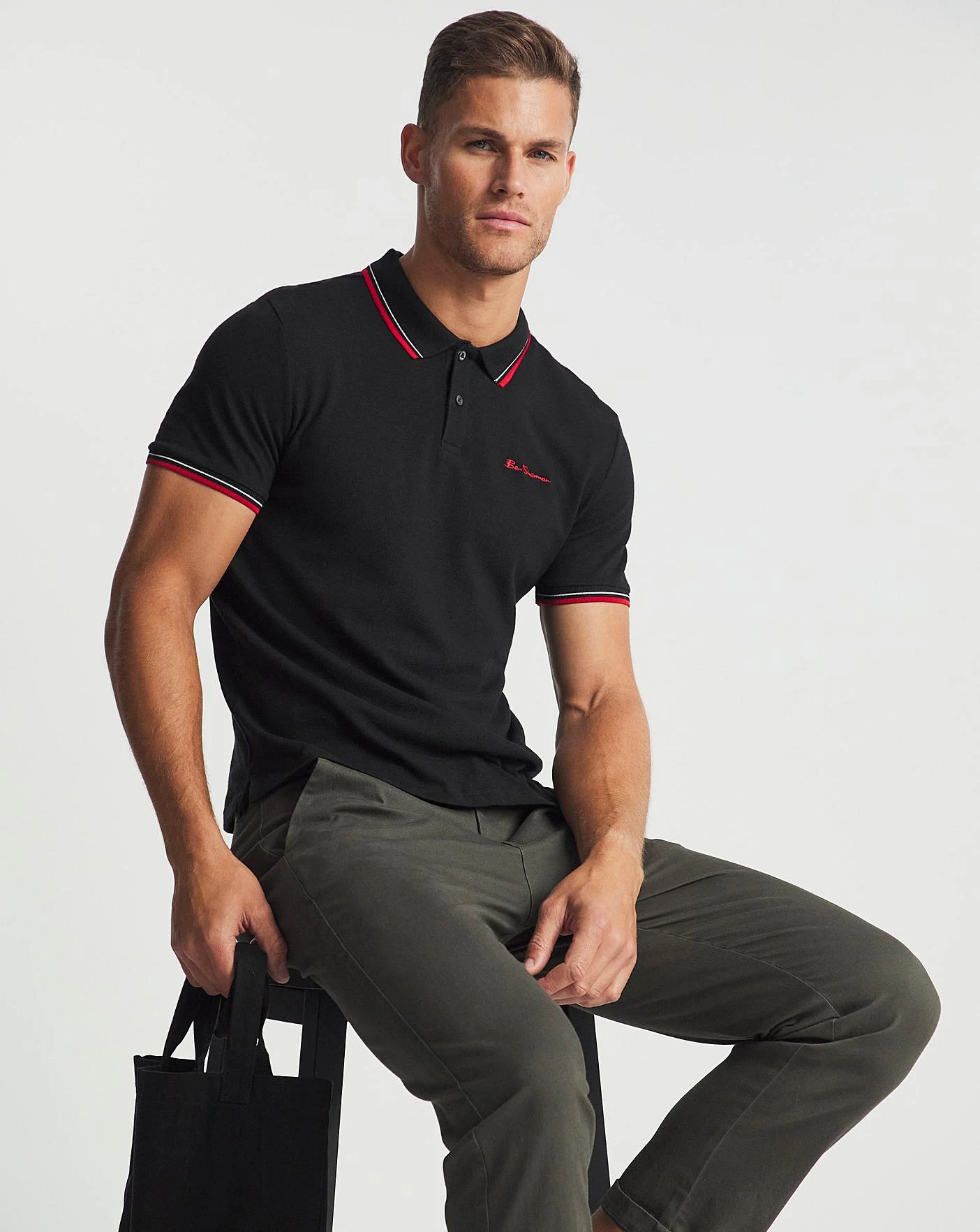 Ben Sherman Black Short Sleeve Signature Tipped Polo| Black 1 Ben Sherman Black Short Sleeve Signature Tipped Polo| Black