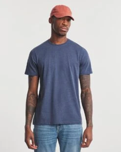 Denim Marl Crew Neck T-Shirt Long| Denim Marl