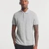 Grey Marl Pique Polo Reg| Grey Marl