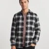 Long Sleeve Mono Check Flannel Shirt| Black