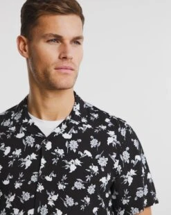 Short Sleeve Viscose Floral Print Shirt| Black -Wear Lusty Sales Store v08wv617728w