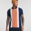 Colour Block Knitted Polo| Terracotta
