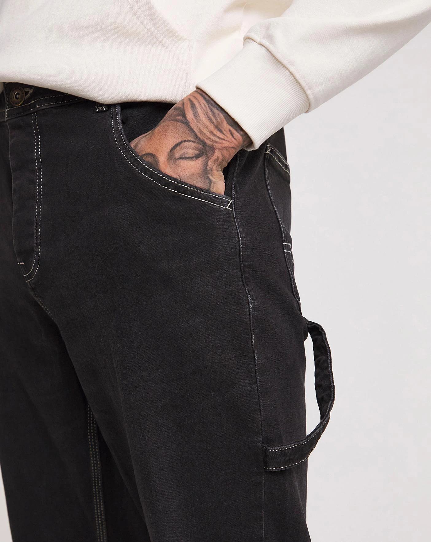 Premium Blackwash Carpenter Jean| Black 3 Premium Blackwash Carpenter Jean| Black - Image 3