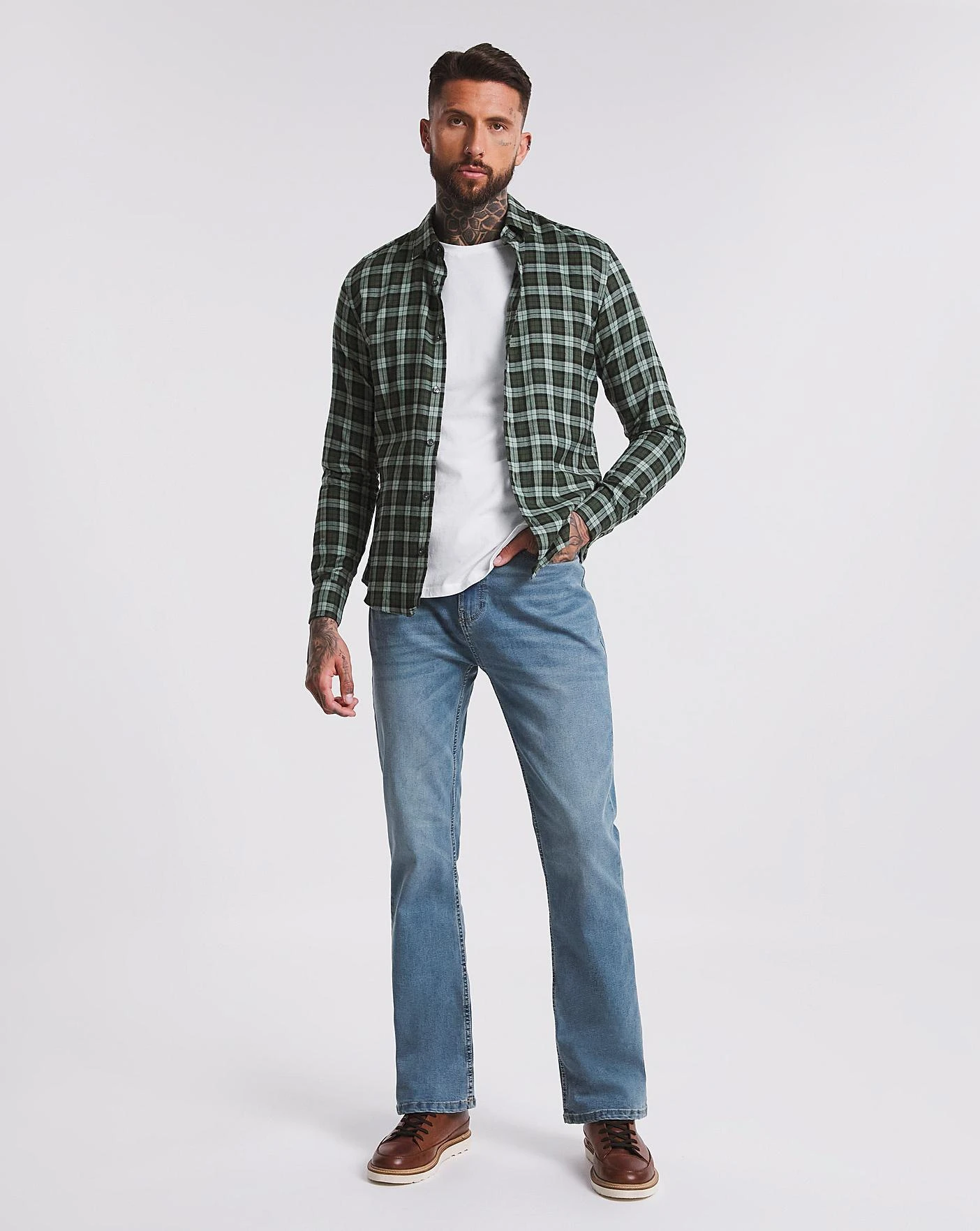 Light Stonewash Bootcut Fit Stretch Jeans| Light Stonewash 2 Light Stonewash Bootcut Fit Stretch Jeans| Light Stonewash - Image 2