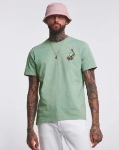 Acid Wash Graphic T-shirt Long| Green -Wear Lusty Sales Store w08oc075778w