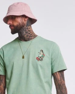 Acid Wash Graphic T-shirt Long| Green -Wear Lusty Sales Store w08oc075779w