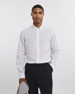 Long Sleeve Button Down Collar Shirt| White