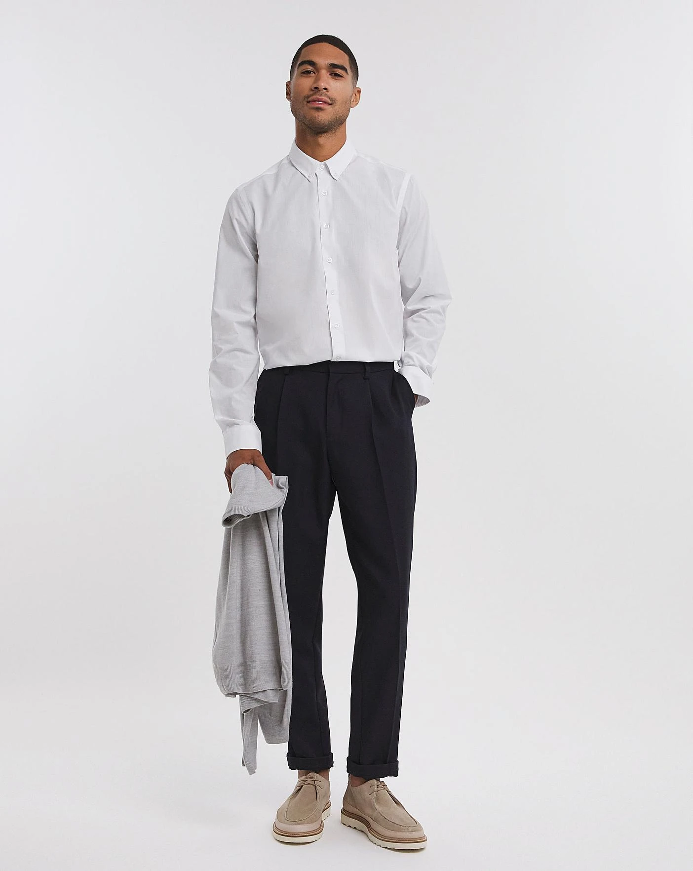 Long Sleeve Button Down Collar Shirt| White 5 Long Sleeve Button Down Collar Shirt| White - Image 5