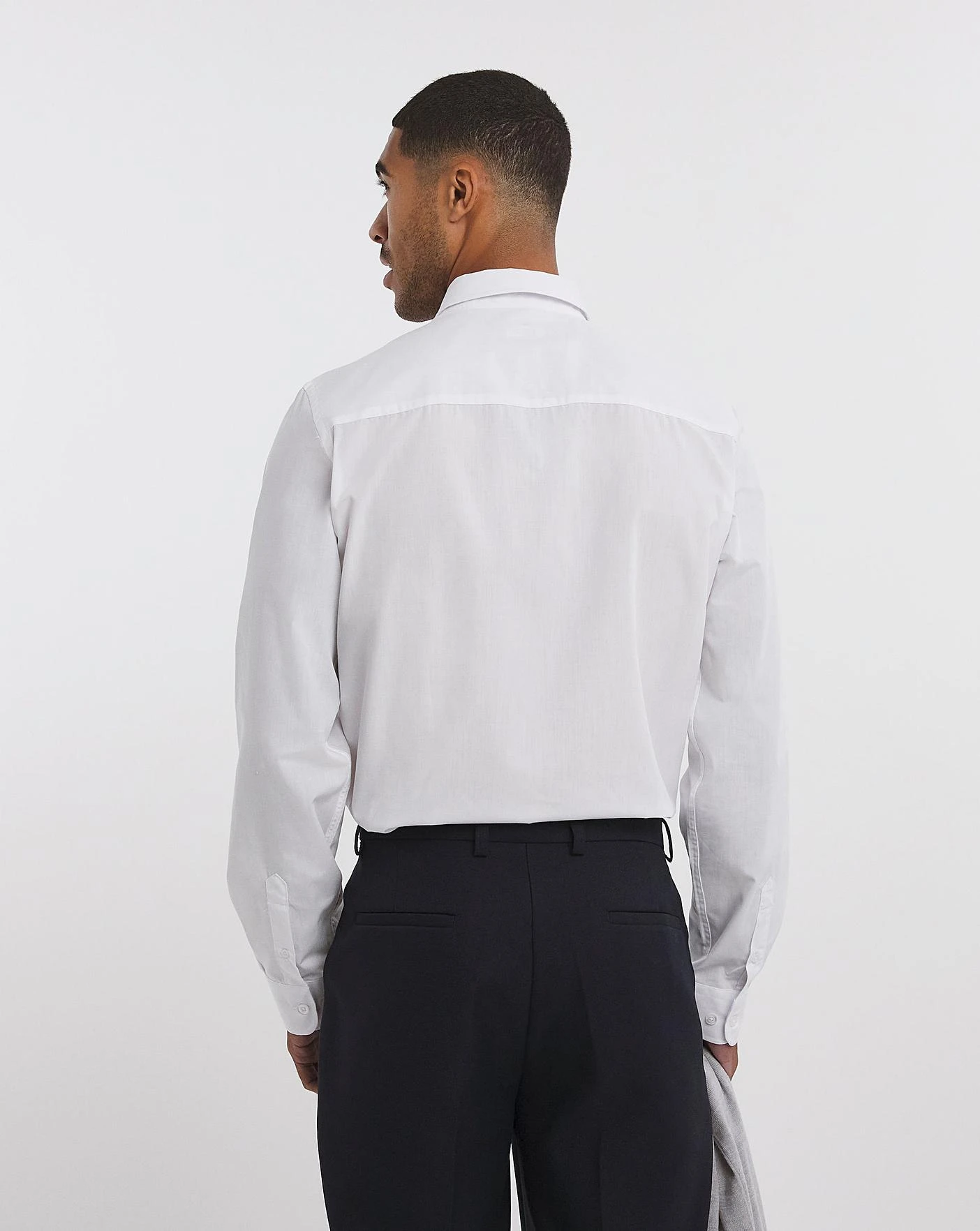 Long Sleeve Button Down Collar Shirt| White 3 Long Sleeve Button Down Collar Shirt| White - Image 3