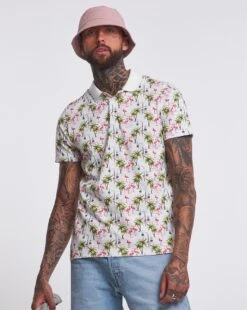 All Over Print Polo Long| White Print -Wear Lusty Sales Store w08sw171738s