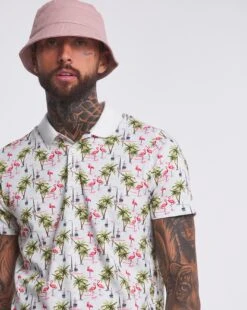 All Over Print Polo Long| White Print -Wear Lusty Sales Store w08sw171739s