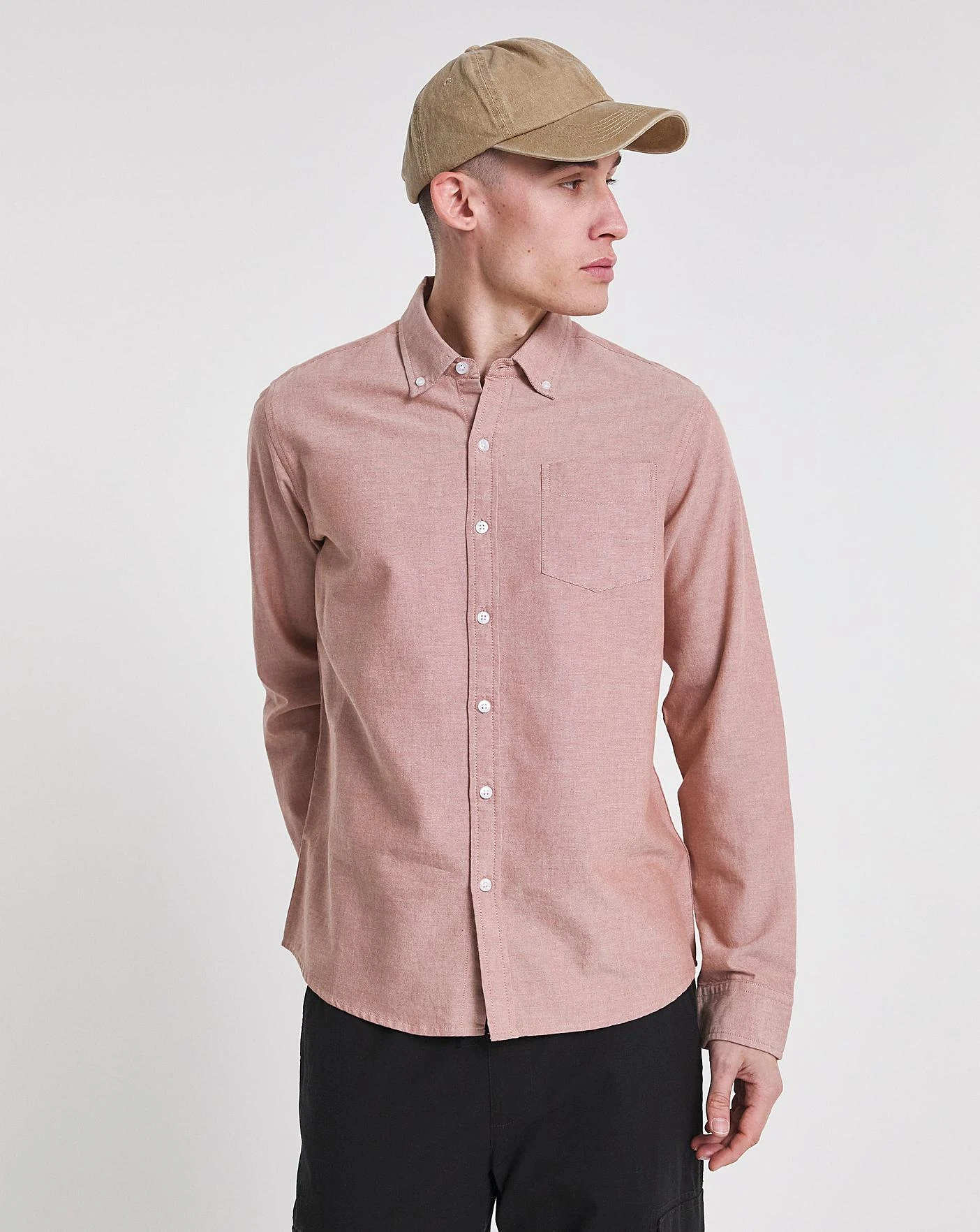 Long Sleeve Plain Oxford Shirt| Terracotta 4 Long Sleeve Plain Oxford Shirt| Terracotta - Image 4