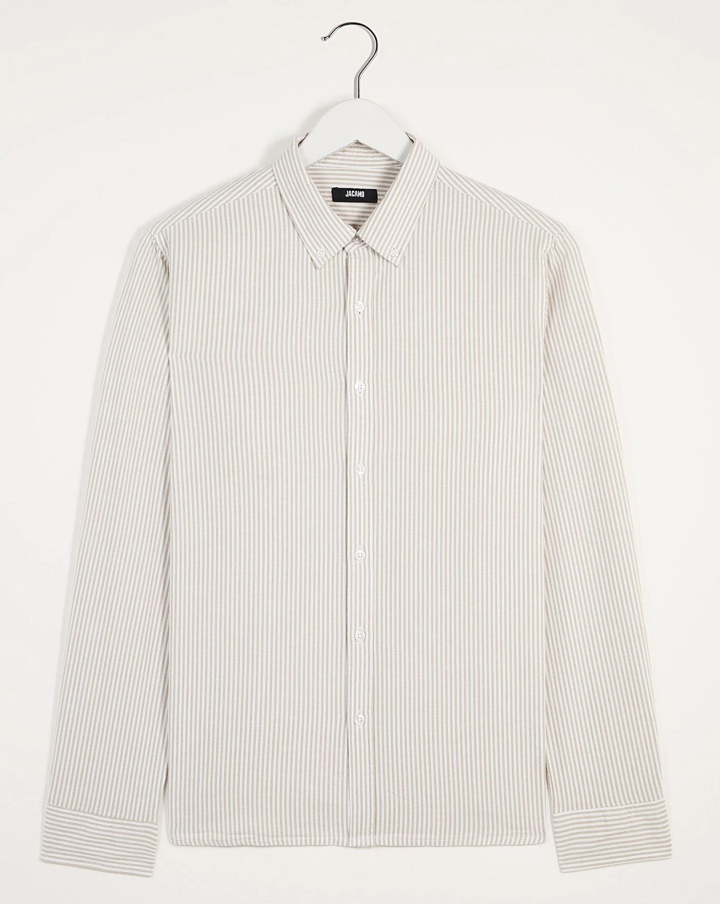 Tan Long Sleeve Stripe Oxford Shirt| Tan 2 Tan Long Sleeve Stripe Oxford Shirt| Tan - Image 2