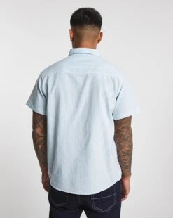 Sky Blue Short Sleeve Stripe Oxford Shirt| Sky Blue -Wear Lusty Sales Store w08wv534747w