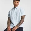 Sky Blue Short Sleeve Stripe Oxford Shirt| Sky Blue
