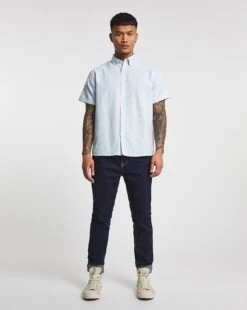 Sky Blue Short Sleeve Stripe Oxford Shirt| Sky Blue -Wear Lusty Sales Store w08wv534749w