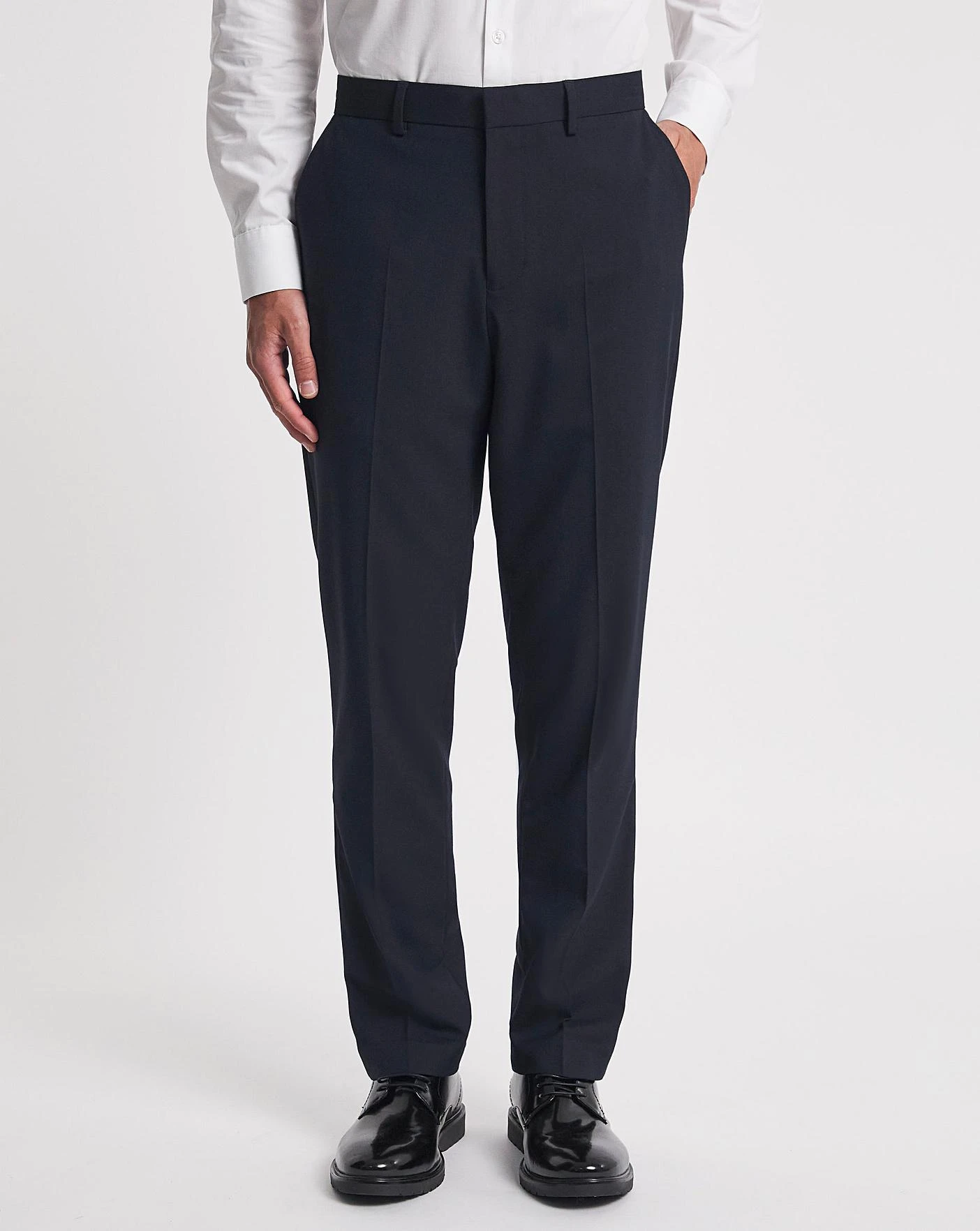Regular Fit Charcoal Stretch Formal Trouser| Navy 4 Regular Fit Charcoal Stretch Formal Trouser| Navy - Image 4