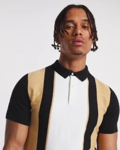 Short Sleeve Stripe Knitted Polo| Ecru -Wear Lusty Sales Store x08ak576772w