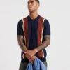 Button Through Vertical Stripe Polo| Navy