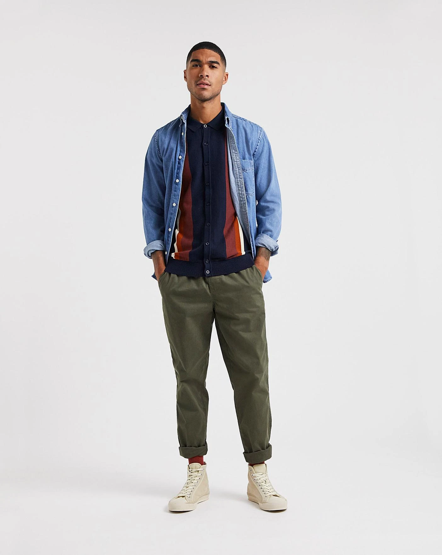 Button Through Vertical Stripe Polo| Navy 4 Button Through Vertical Stripe Polo| Navy - Image 4