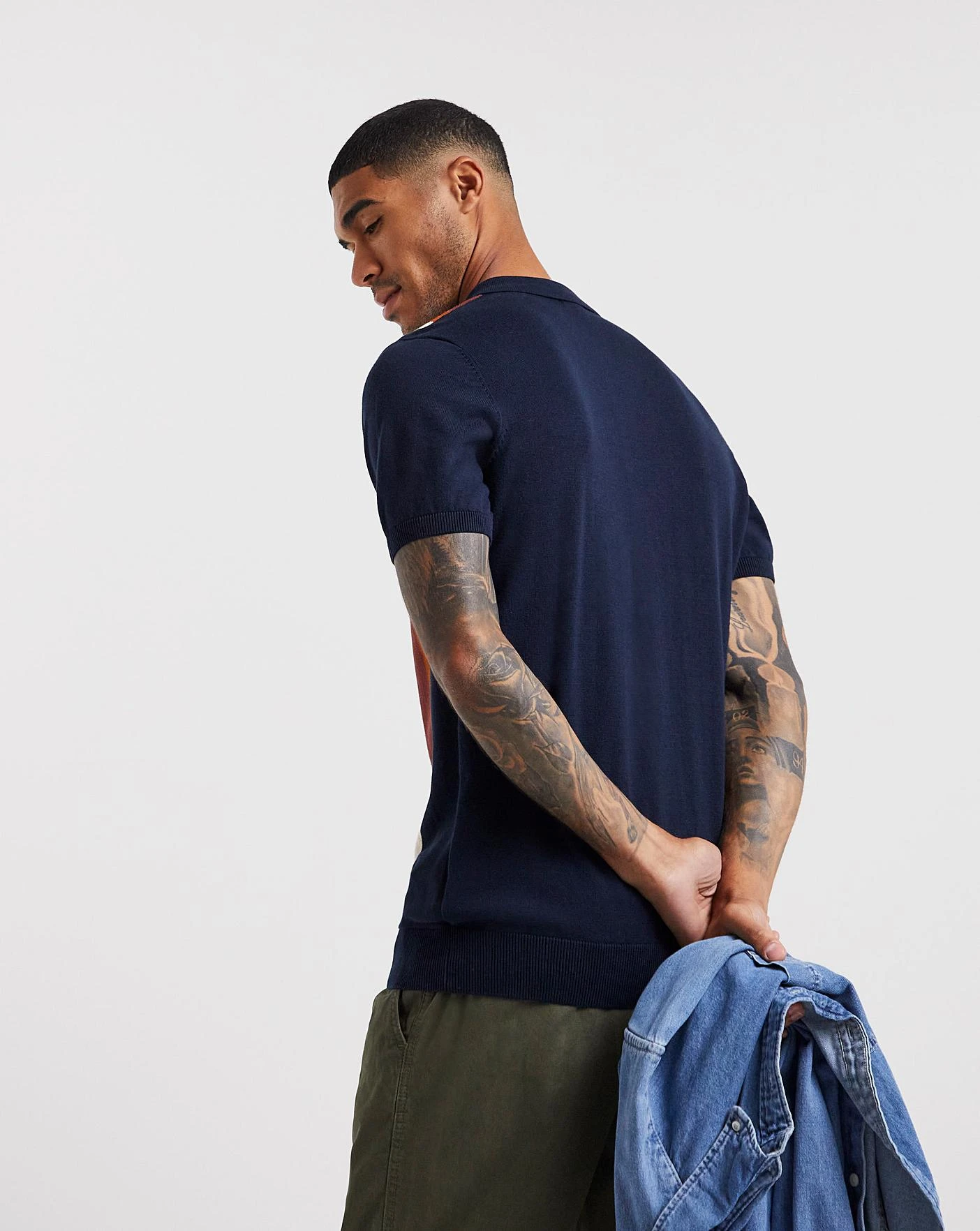 Button Through Vertical Stripe Polo| Navy 2 Button Through Vertical Stripe Polo| Navy - Image 2