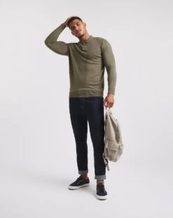 Cashmere Button Through Long Sleeve Polo| Khaki 6 Cashmere Button Through Long Sleeve Polo| Khaki -Wear Lusty Sales Store x08al321738w