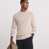 Merino Wool Long Sleeve Polo| Stone