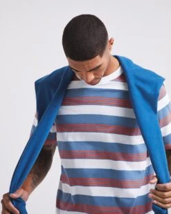 Stripe T-shirt Long| Blue/Orange -Wear Lusty Sales Store x08cr373737w