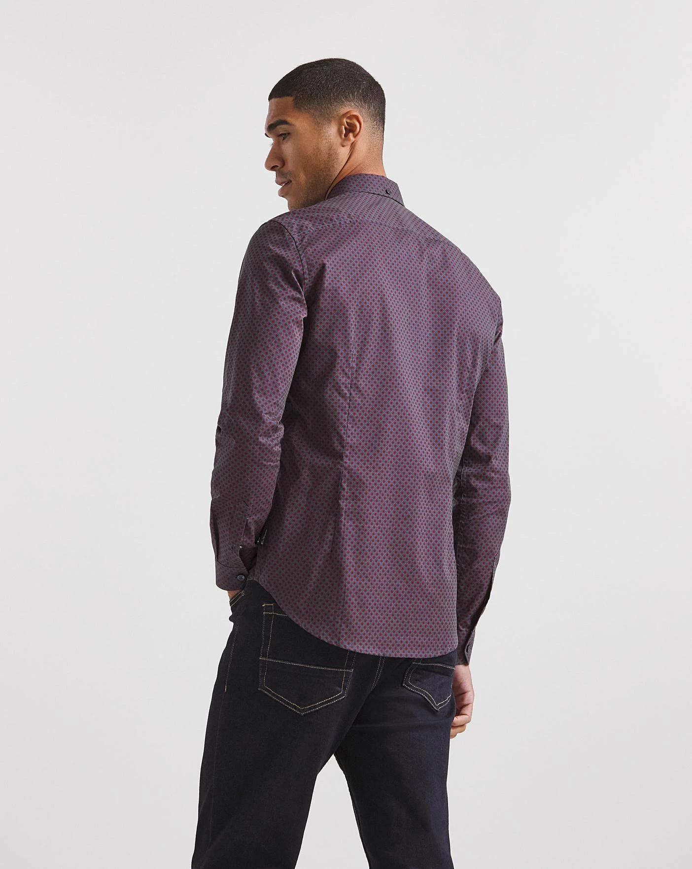 Ben Sherman Micro Geo Print Shirt| Red 2 Ben Sherman Micro Geo Print Shirt| Red - Image 2