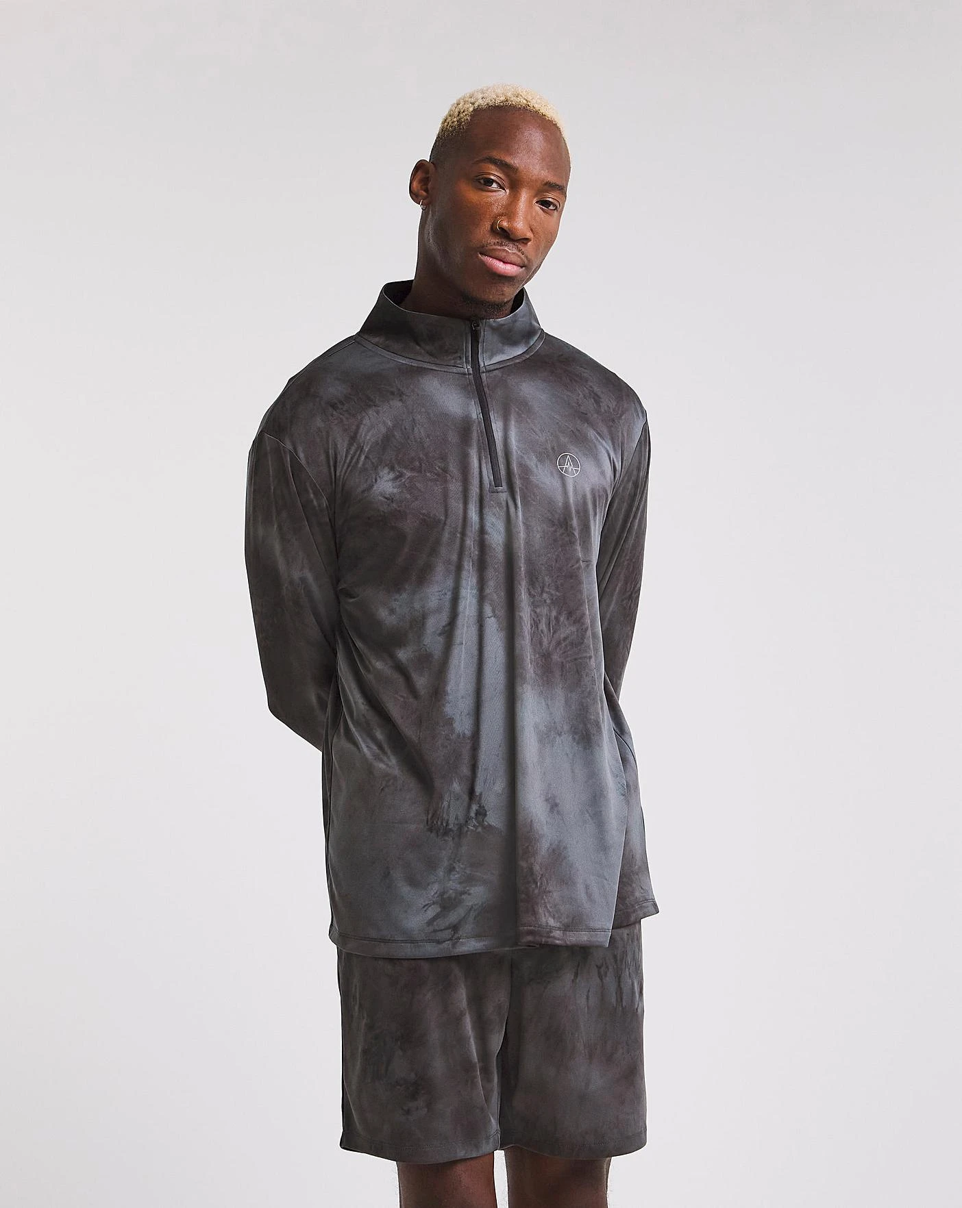 Jacamo Active Soft 1/4 Zip Tie Dye| Black 2 Jacamo Active Soft 1/4 Zip Tie Dye| Black - Image 2