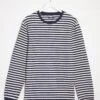 Long Sleeve Textured Stripe T-shirt Long| Navy Stripe