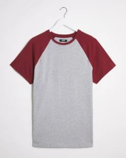 Raglan T-shirt Long| Grey/Wine -Wear Lusty Sales Store x08mo603740s