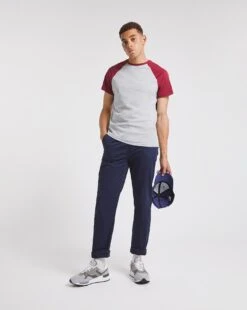 Raglan T-shirt Long| Grey/Wine -Wear Lusty Sales Store x08mo603741w